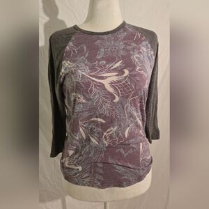 LuLaRoe Purple and Gray Patterned 3/4 Long Sleeve Tee